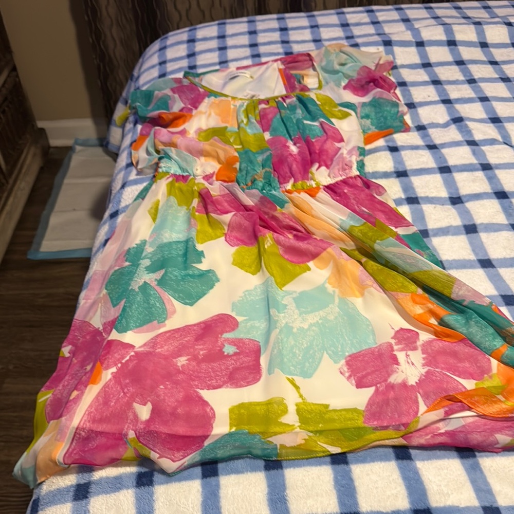 Calvin Klein Pink and Green Floral Dress